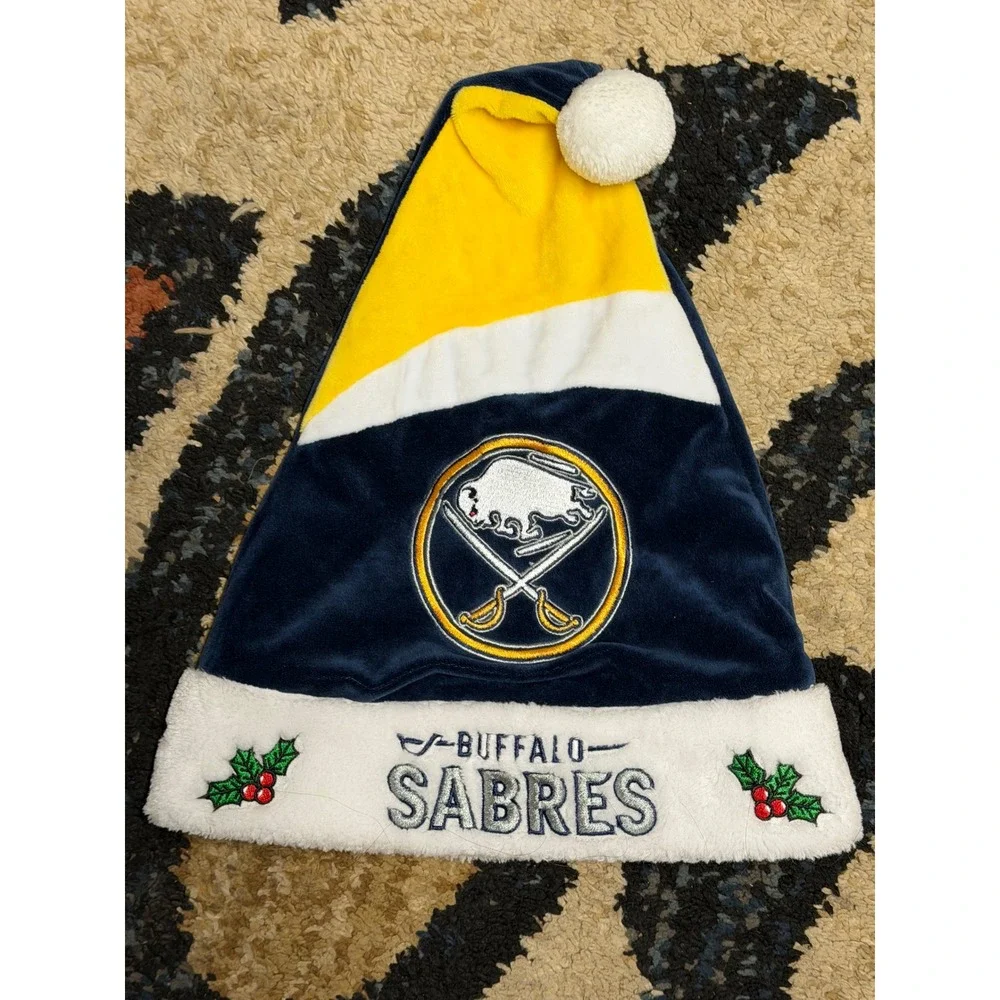 Buffalo Sabres NHL Santa Hat Forever Collectibles Navy Blue Yellow Holiday Cap